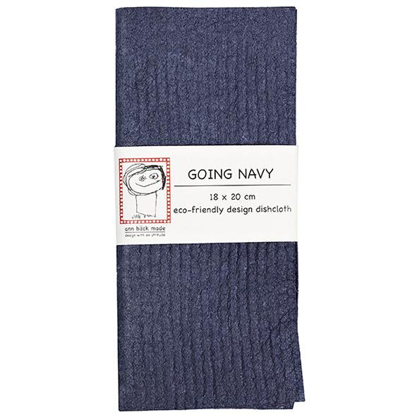 going navy. Navy blue dishcloth, disktrasa, tiskirätti. Made of 70% cellulose and 30% waste cotton Eco friendly Compostable Vegan All-natural fibers FCS certified . Tummansininen tiskirätti. Mörkblå disktrasa. Finnish design. Made in Finland. Valmistettu Suomessa.