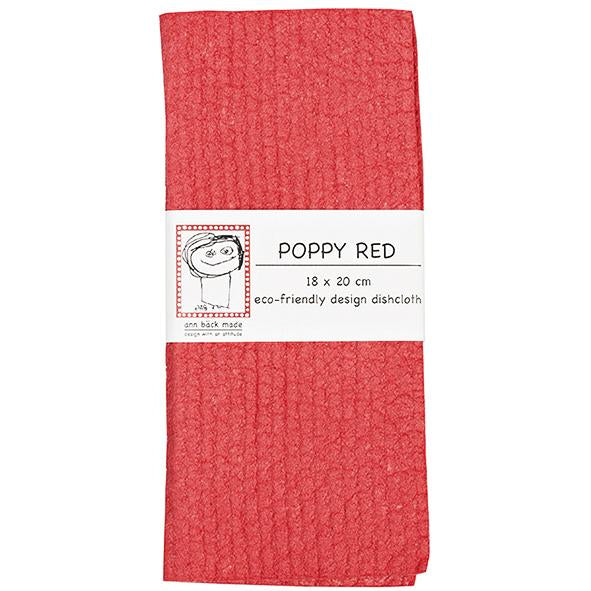 poppy red  dishcloth, disktrasa, tiskirätti. Made of 70% cellulose and 30% waste cotton Eco friendly Compostable Vegan All-natural fibers FCS certified . Punainen tiskirätti. Röd disktrasa. Finnish design.Made in Finland. Valmistettu Suomessa.