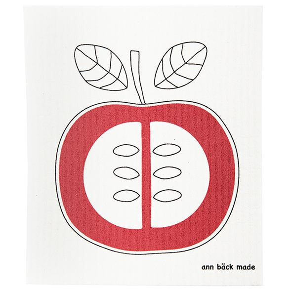Printed dishcloth with a big red apple. Screen printed with water based and environmentally friendly ink. The dishcloth can be boiled and are washable up to 90 degrees C in both dishwasher and washing machine. No softer. 70% cellulose from FCS forest and 30% waste cotton.