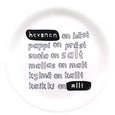 Coaster in black and white text. Size: 11 cm. The coaster is food contact safe and can be washed in the dishwasher up to 95 degrees celcius. Glasunderlägg med Hevonen on häst Tasman tryckt i svart och vitt . Lasinalunen mustavalkoisella printilla.